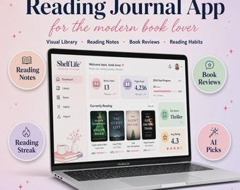 Reading Journal App, Digital Reading Diary, Book Journal, Reading Log, Book Review Tracker, Personal Library, Reading Memories