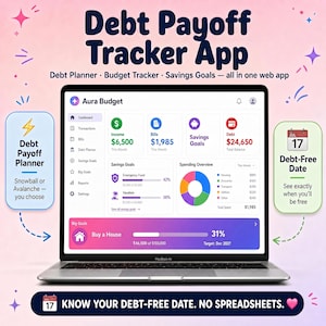 Debt Payoff Tracker App, Debt Snowball Calculator, Debt Avalanche Planner, Debt Free Tracker, Budget & Bill Organizer, Instant Access App