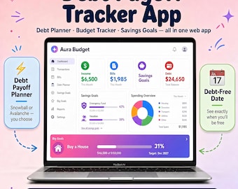 Debt Payoff Tracker App, Debt Snowball Calculator, Debt Avalanche Planner, Debt Free Tracker, Budget & Bill Organizer, Instant Access App