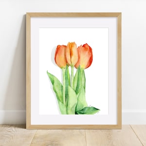 Watercolor Painting PRINT, "Tulips", Painting of Flowers, Botanical Illustration, Wall Art, 8 x 10, 5 x 7, 4 x 6, Art Print