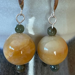 12mm Yellow Jade Earrings in Sterling Silver