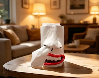 Scatola per fazzoletti a forma di denti e bocca divertente / Regalo scherzoso a tema dentale / Decorazione per la casa a tema "elefante bianco"
