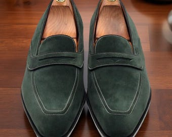 Handmade Penny Loafers Men's Luxury Leather Dress Shoes