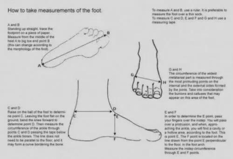 K&ouml;nnte beinhalten: Diagramm zur Messung des Fu&szlig;es f&uuml;r die Schuhgr&ouml;&szlig;e. Das Bild zeigt Strichzeichnungen von F&uuml;&szlig;en mit beschrifteten Punkten und Anweisungen zur Messung von L&auml;nge, Breite und Umfang. Der Text oben lautet "So messen Sie die F&uuml;&szlig;e."