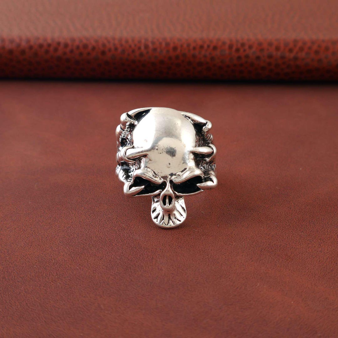 Handmade Skull Ring for Men, Gothic Brass Skeleton Band, Biker Jewelry ...