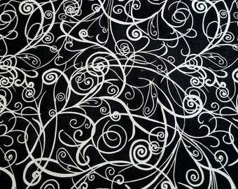 11 x 72 Inch Black w/White Swirls Table Runner