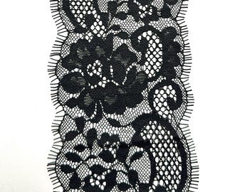 Black eyelash chantilly lace trim 2.9 meters