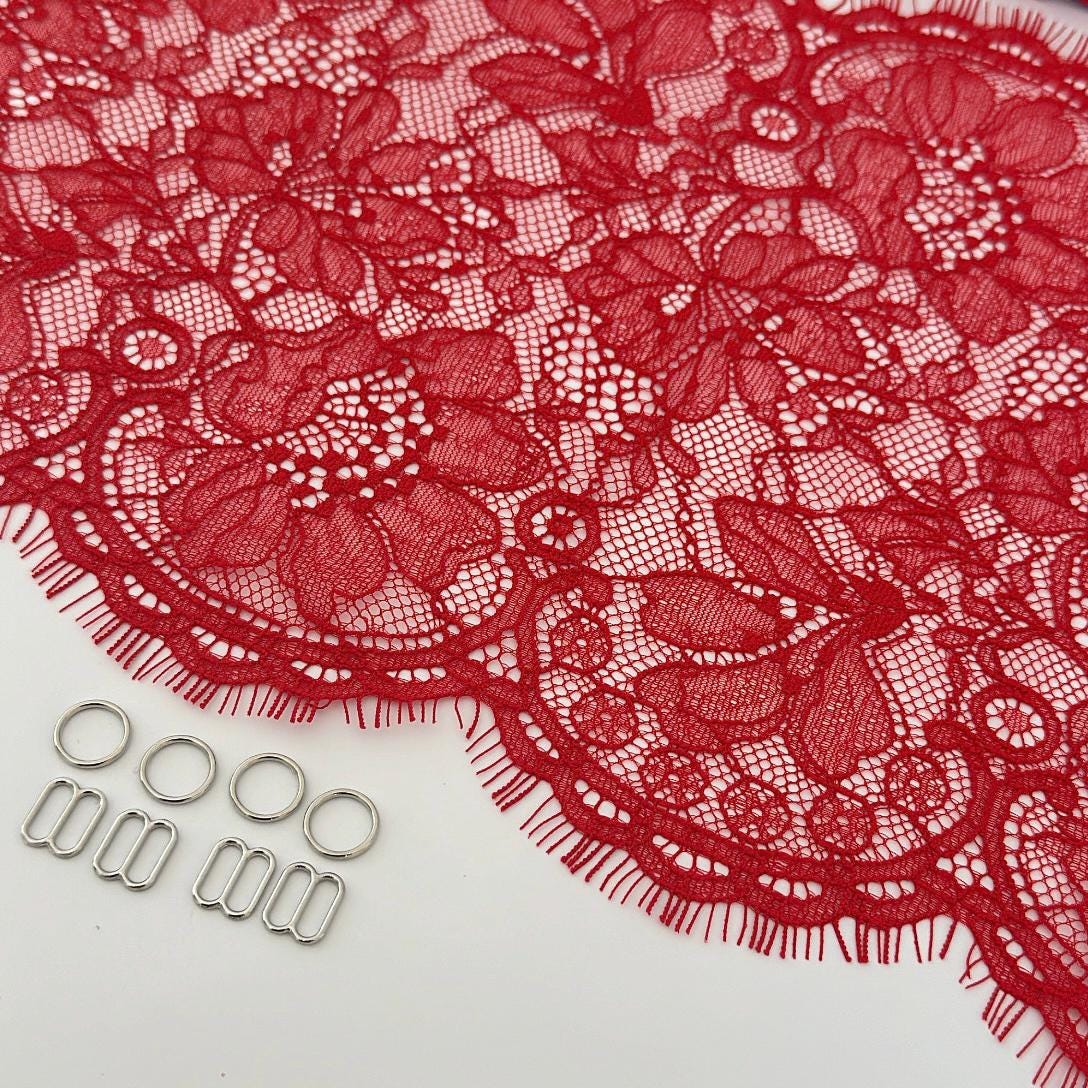 Red 4649 Red Chantilly Lace Lingerie Sewing Kit, Bra Making Supplies, Diy ...