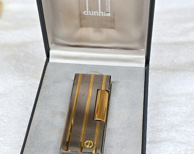 Vintage Alfred Dunhill Rollagas Silver Plated Lighter With Box ~ Working