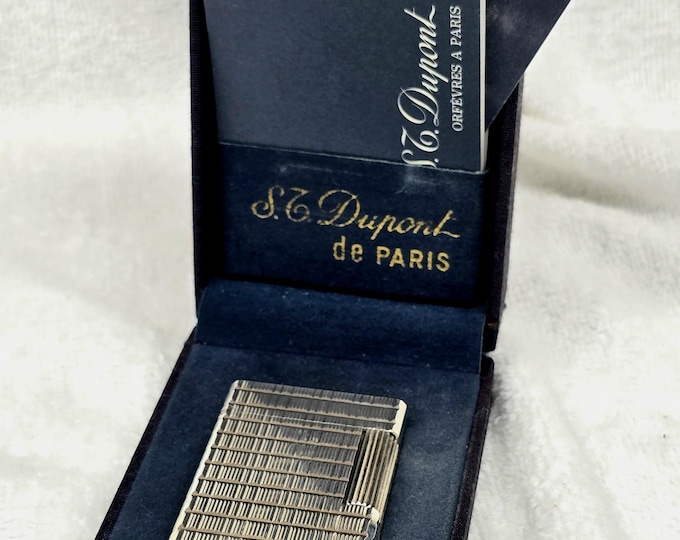St DuPont L1 Larger Made In France Silver Plated Lighter With box ~ Work Great