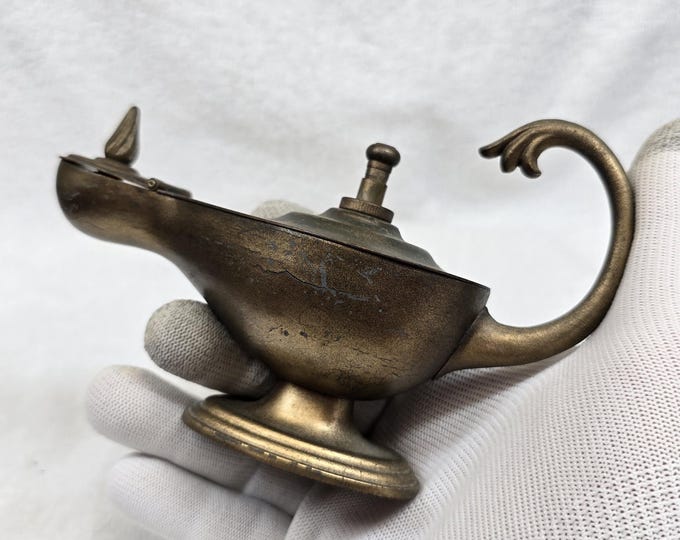 Dunhill Table Lighter 1940's Aladins Lamp Antique Brass Made in England - Working