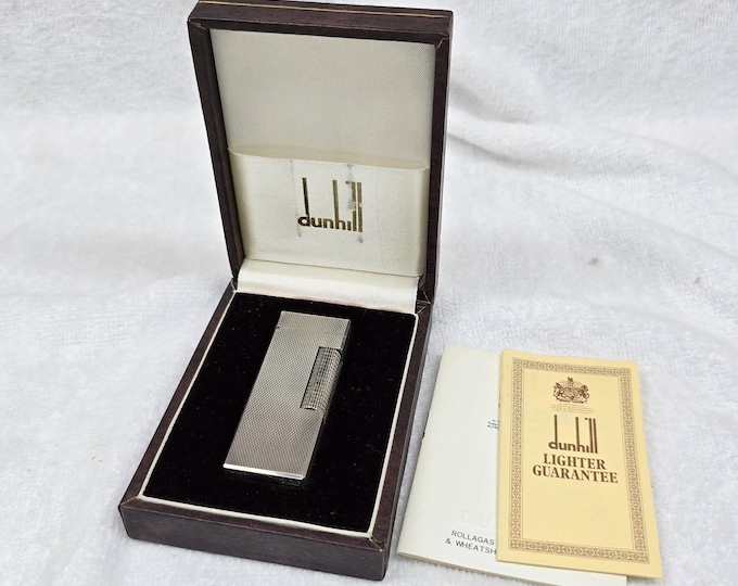 Vintage Alfred Dunhill Rollagas Silver Plated Lighter With Box ~ Work Perfectly