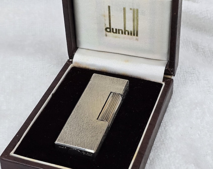 Vintage Alfred Dunhill Rollagas Silver Plated Lighter With Box ~ Work Perfectly