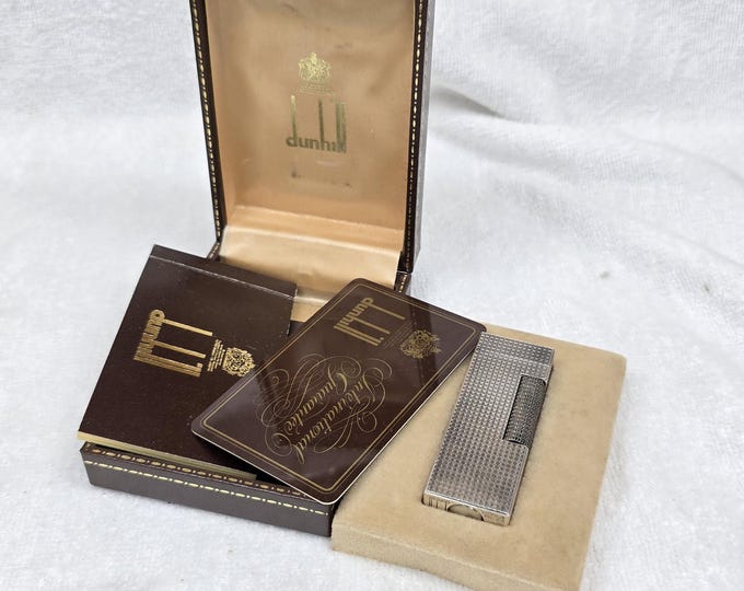 Vintage Alfred Dunhill Rollagas Silver Plated Lighter With Box ~ Work Perfectly