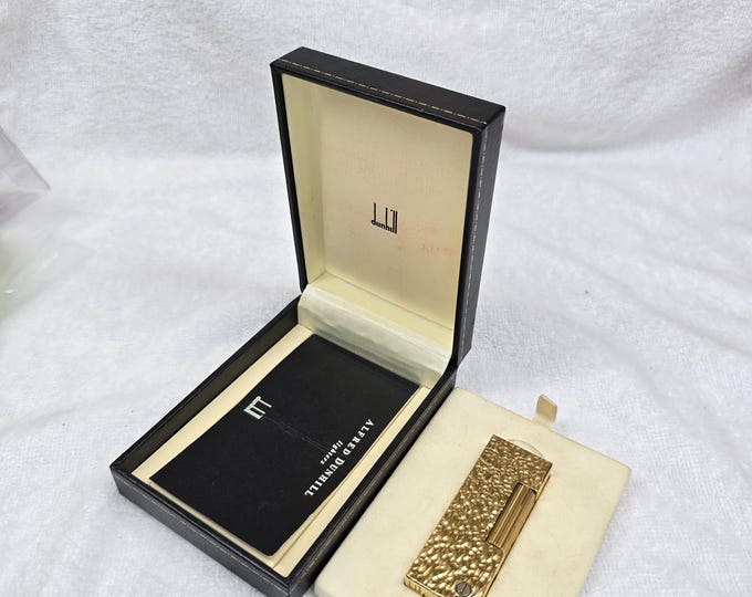 Vintage Alfred Dunhill Rollagas Gold Plated Lighter With Box ~ Work Perfectly