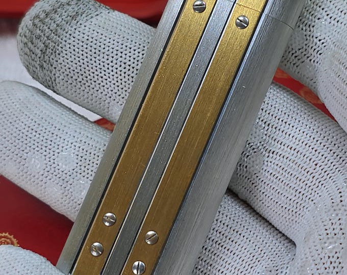 Authentic Vintage Paris Made CARTIER Gold And Plated Lighter With Box - Work Great