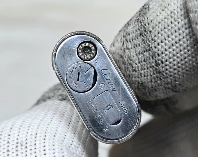 Vintage CARTIER Santos Gold And Silver Plated Lighter: Paris Made, Working Condition