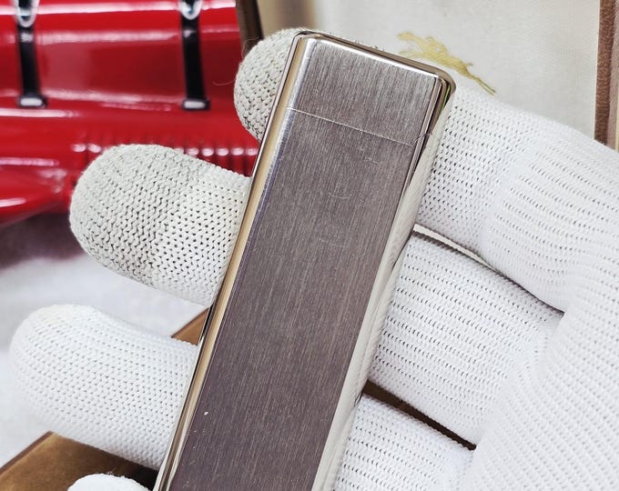 Vintage Longchamp Silver plated Lighter With Box - Working