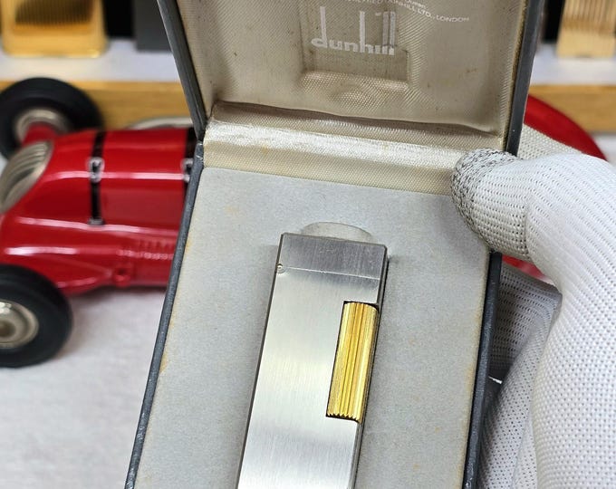 Vintage Alfred Dunhill Rollagas Silver Plated Lighter With Box ~ Working