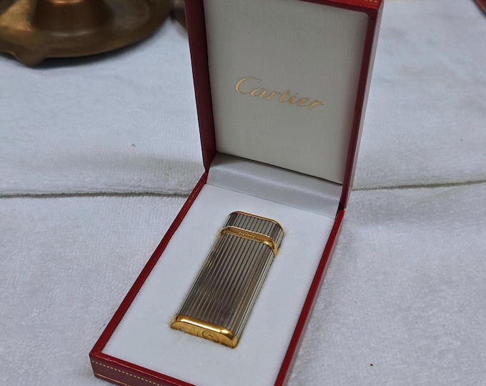 Vintage Short CARTIER Gold Ang Plated Lighter: Paris Made, Working Condition