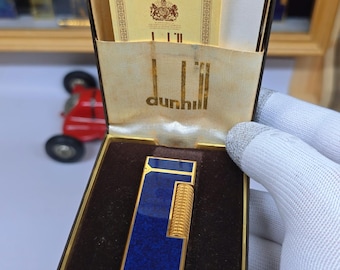 Encendedor vintage Alfred Dunhill Rollagas chapado en oro con caja ~ Funciona perfectamente