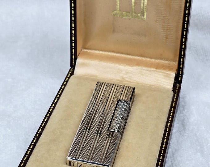 Vintage Alfred Dunhill Rollagas Silver Plated Lighter With Box ~ Work Perfectly