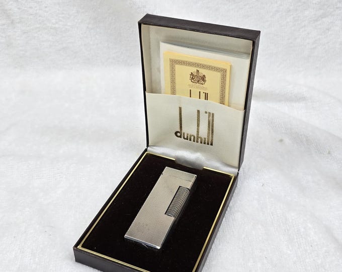 Vintage Alfred Dunhill Rollagas Silver Plated Lighter With Box ~ Work Perfectly