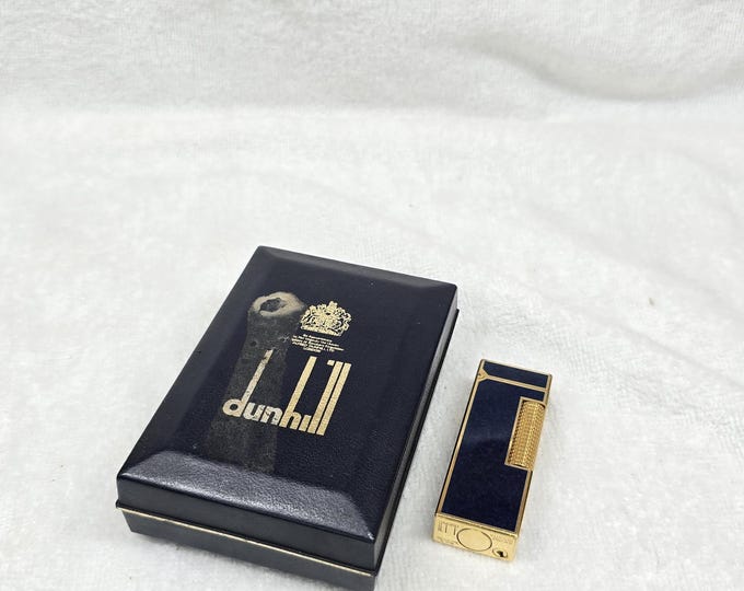 Vintage Alfred Dunhill Rollagas Gold Plated Lighter With Box ~ Work Perfectly