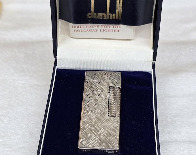 Vintage Alfred Dunhill Rollagas Silver Plated Lighter With Box ~ Working
