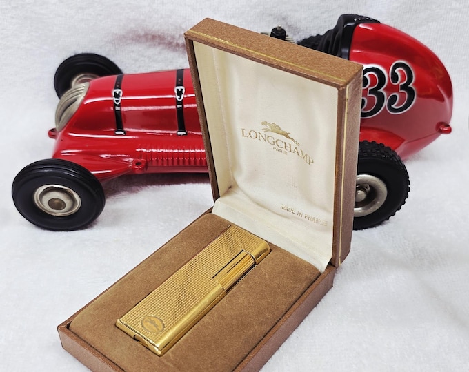 Vintage Longchamp Gold plated Lighter With Box - Working