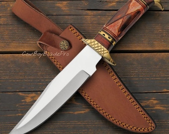 Handgeschmiedetes Western Sun Bowiemesser mit Lederscheide, Geschenk für Ihn