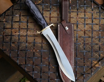 Outdoor Hunting Bowie Knife With Leather Sheath