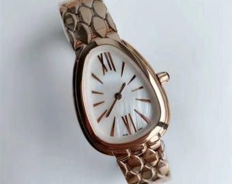 Women's Dainty Two-Tone Rose Gold and Silver Tank Style Watch Y2K -New
