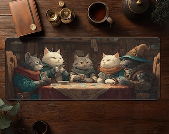 Wizard Cats Playmat - MTG Playmat - Magic The Gathering Deskmat - TCG Mat - Fantasy XXL Mousepad