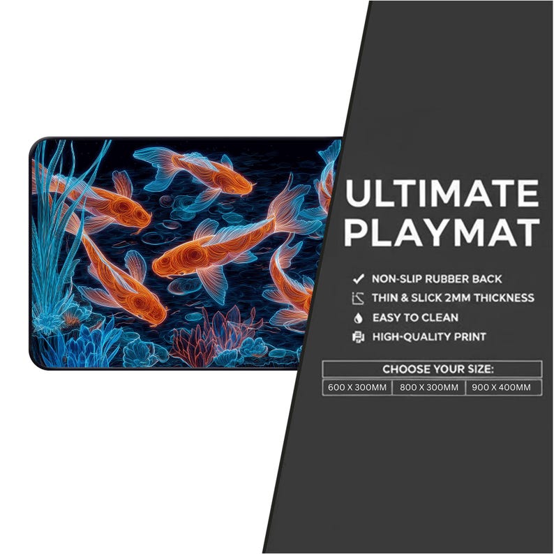 Neon Koi Fish Playmat - MTG Playmat With Zones - Magic the Gathering ...