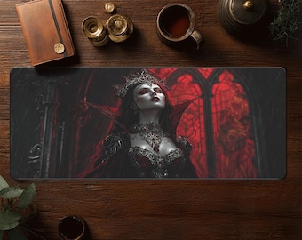 Tapete de juego de la Reina Vampiro: tapete de escritorio de fantasía oscura gótica, tapete TCG XXL, alfombrilla de ratón