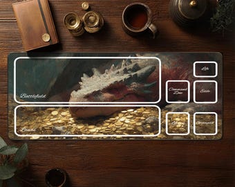 Tapete de juego Ancient Dragon Hoard - Tapete de juego MTG con zonas - Tapete de escritorio Magic The Gathering - Tapete TCG - Alfombrilla de ratón Fantasy XXL