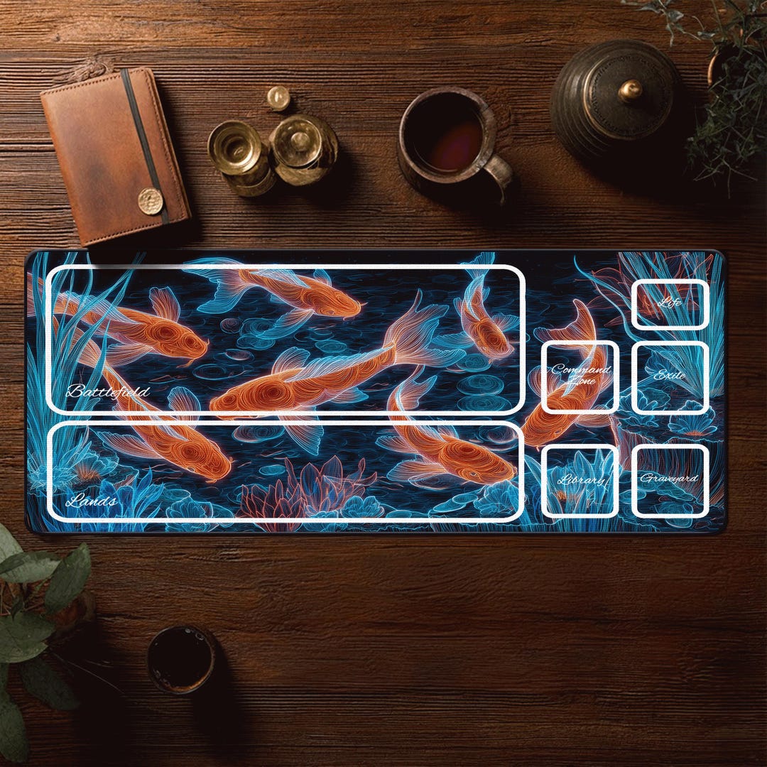 Neon Koi Fish Playmat - MTG Playmat With Zones - Magic the Gathering ...