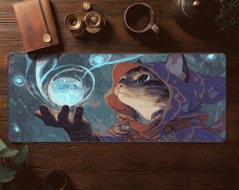 Tapete de juego de Gato Hechicero Mítico - Tapete de juego MTG - Tapete de escritorio Magic The Gathering - Tapete TCG - Alfombrilla de ratón Fantasy XXL
