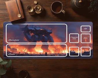 Tapete de juego Mech Destroyer - Tapete de juego MTG con zonas - Tapete de escritorio Magic The Gathering - Tapete TCG - Alfombrilla de ratón Fantasy XXL