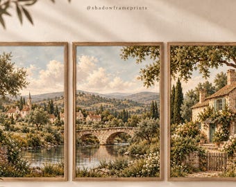 Vintage European Countryside Landscape Prints, Cottagecore Farmhouse Decor (Digital Download)