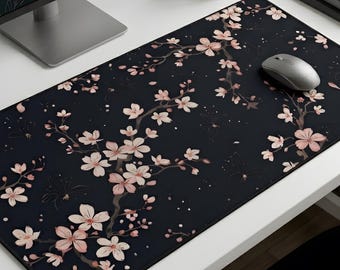 Blush Cherry Blossom Desk Mat | Floral Neoprene Mouse Pad