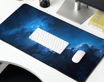 Blue Nebula Desk Mat | Space Galaxy Mouse Pad