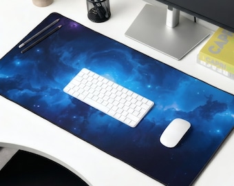 Blue Nebula Space Artwork Desk Mat | Galaxy Cosmic Mousepad