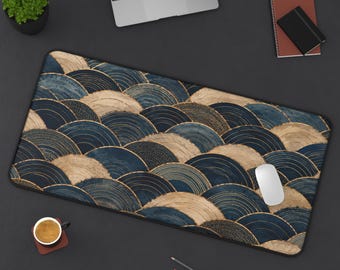 Japanese Seigaiha Wave Pattern Desk Mat