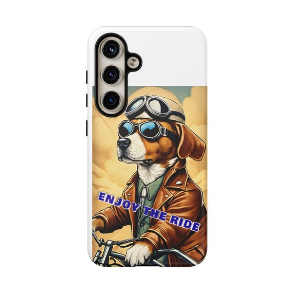 Beagle Biker Illustration phone case | Enjoy The Ride, Tough Cases