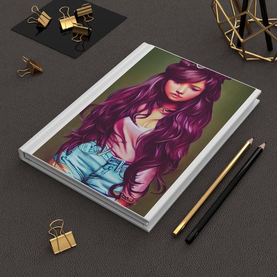 Portrait Girl with Long Purple Hair Journal | Matte Hardcover