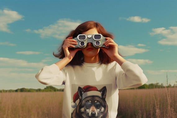 Wolf in Santa Hat Sweatshirt | Christmas Wolf Crewneck