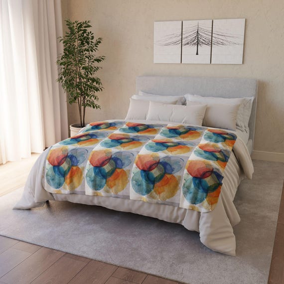 Very soft Fleece Sherpa Blanket | Colorful Geometric Throw