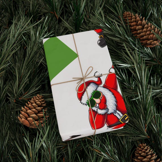 Santa Dancing Pattern Wrapping Paper | Holiday Christmas Gift Wrap